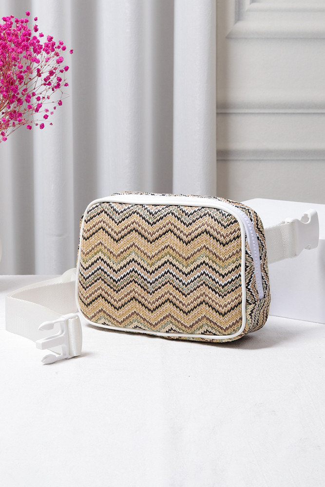 Women's Chevron Pattern Straw Sling Bag by BURACQ