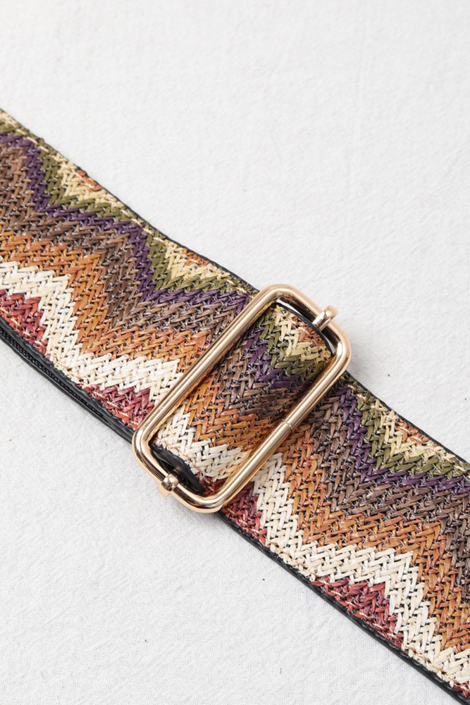 Women's Chevron Pattern Straw Bag Straps — bag photo 5
