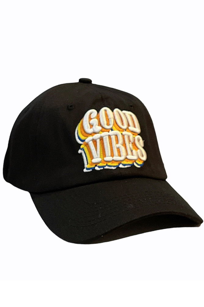 Women's Good Vibes Baseball Cap in Black