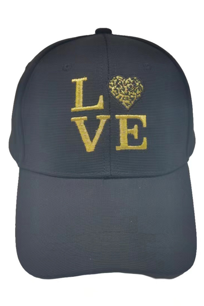 Women's Love Heart Baseball Cap in Black