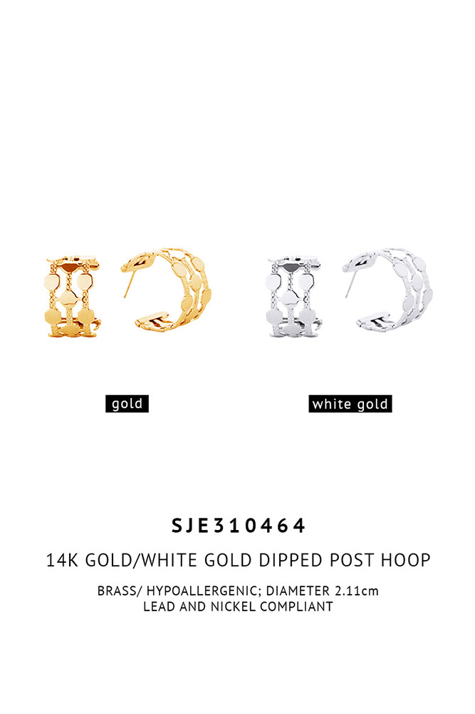 Women's 14K Gold Dipped Post Hoop Earrings — hoop earrings photo 2
