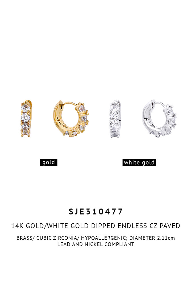 Women's 14K Gold Dipped Endless CZ Paved Earrings — earrings photo 2
