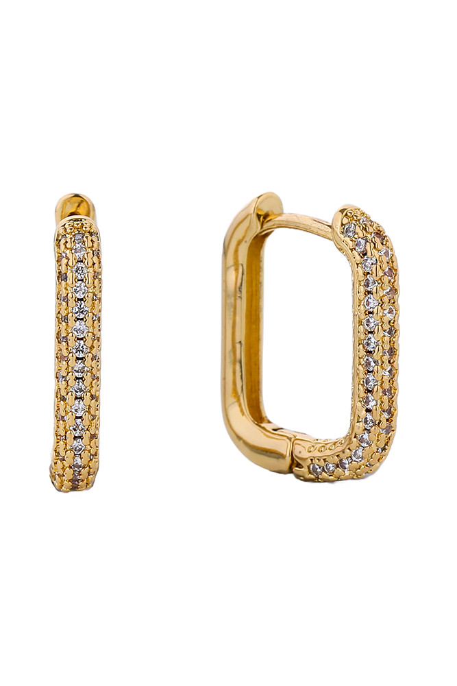 Women's 14K Gold Dipped Huggie Hoop CZ Paved Earrings by BURACQ