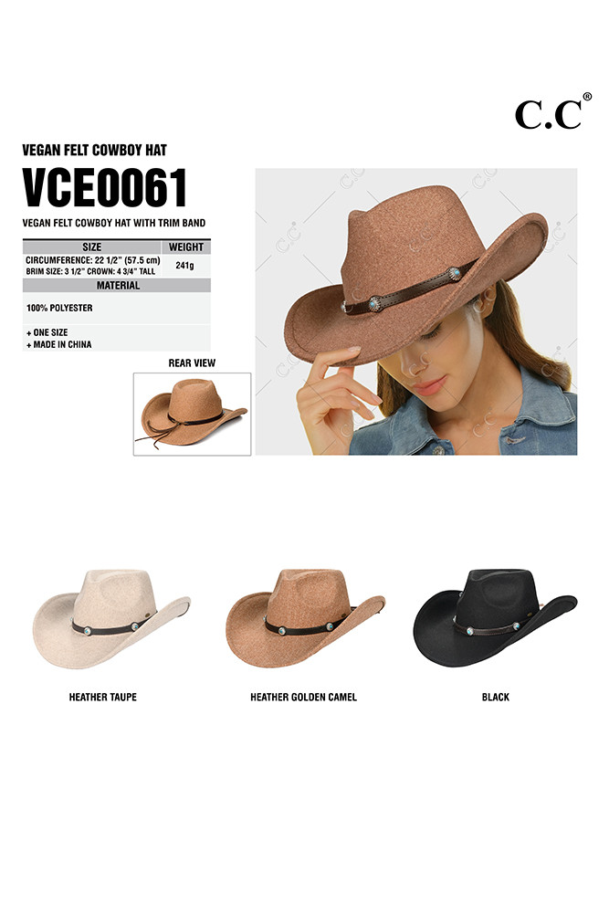 Women's Vegan Felt Cowboy Hat — cowboy hat photo 2