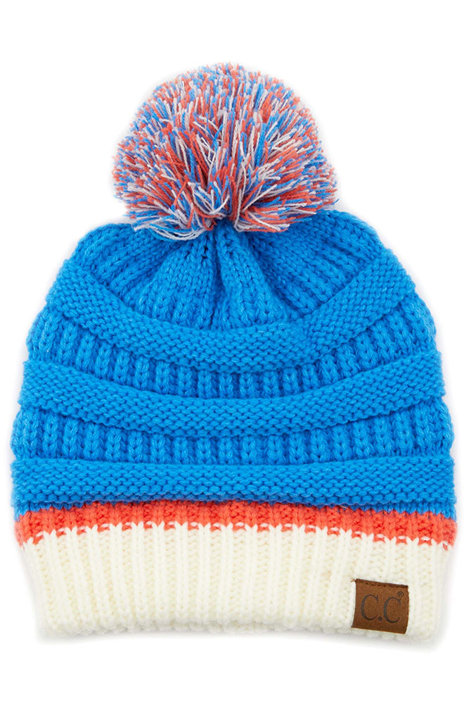 Women's Team Color Ribbed Beanie with Pom — beanie photo 7
