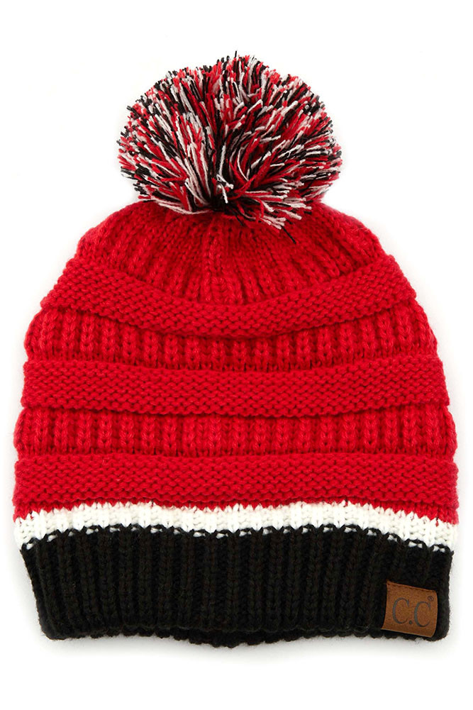 Women's Team Color Ribbed Beanie with Pom — beanie photo 8