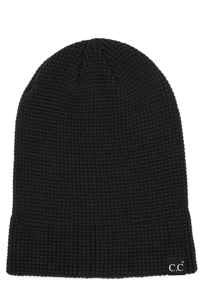 Women's Slouchy Cuff Beanie Hat in Black
