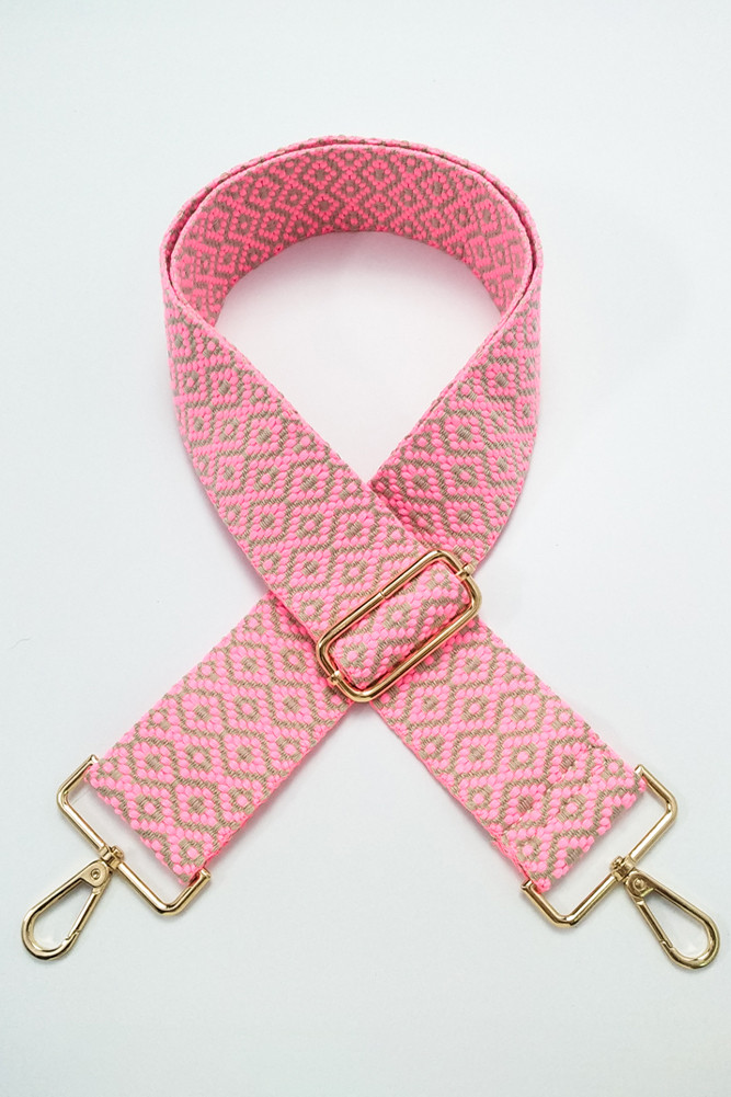 Women's Geometric Pattern Bag Strap in Beige Pink