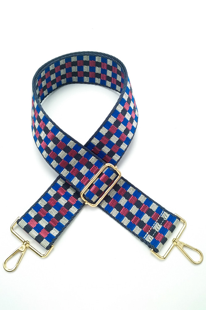 Women's Check Pattern Bag Strap in Blue