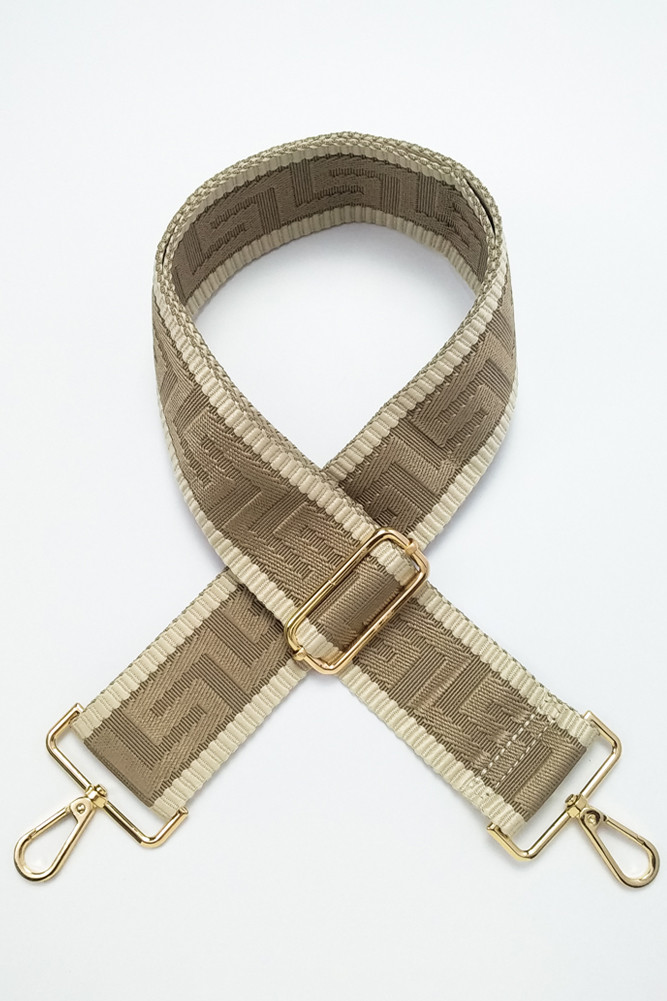 Women's Geometric Pattern Bag Strap in Beige