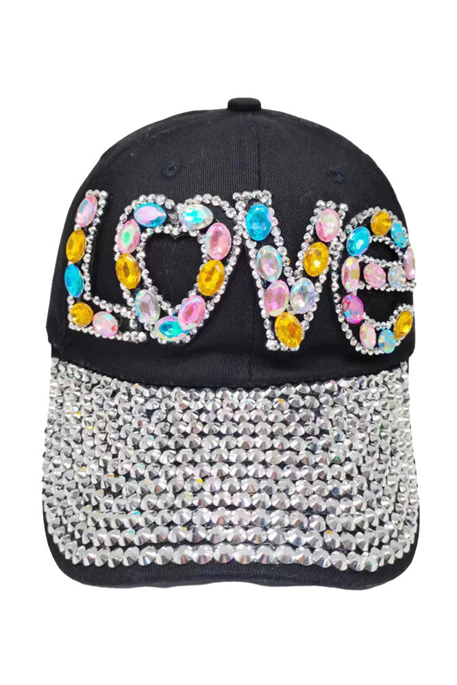 Women's Love Stone Baseball Cap in Black