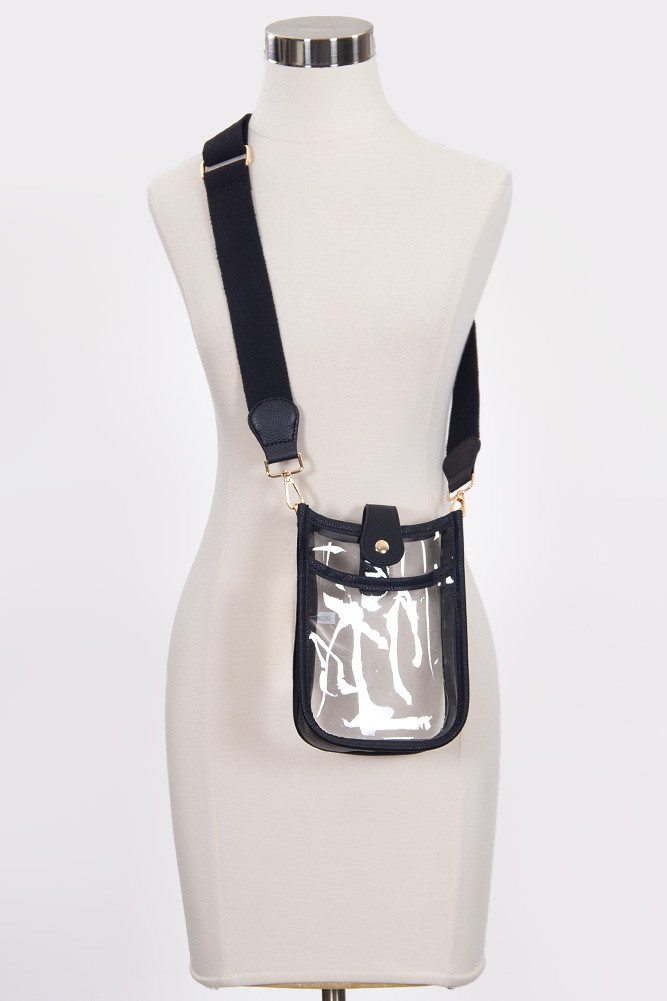 Women's Clear Stadium Crossbody Mini Bag in Black