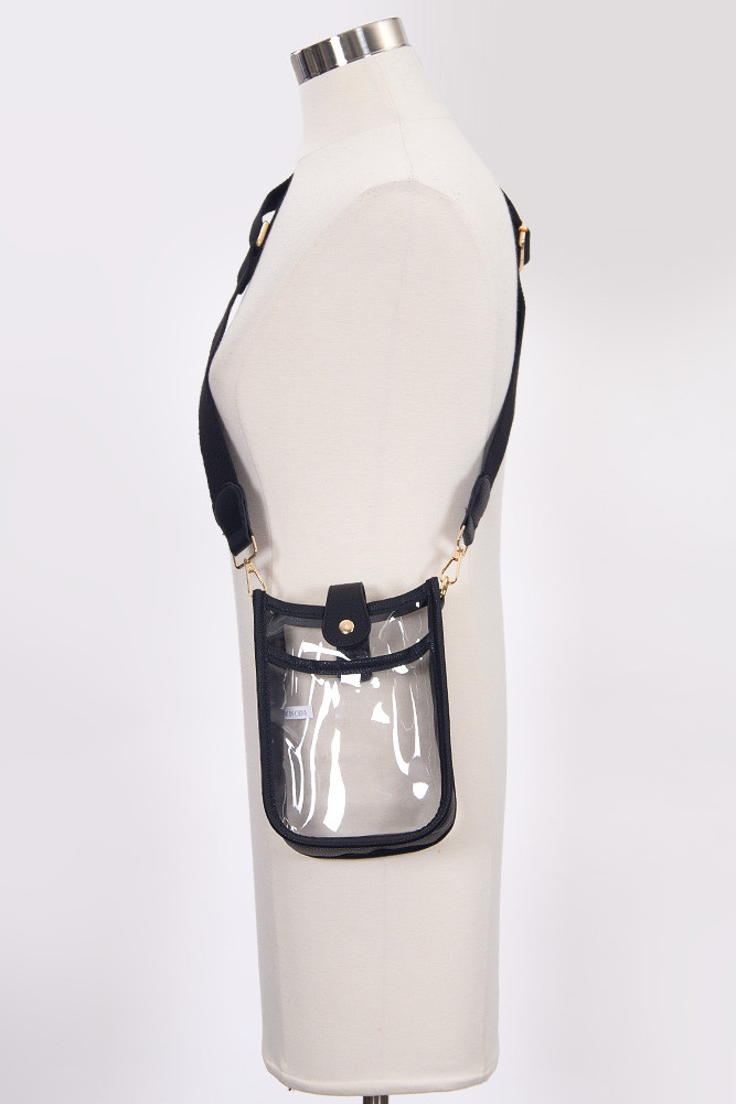Women's Clear Stadium Crossbody Mini Bag in Black
