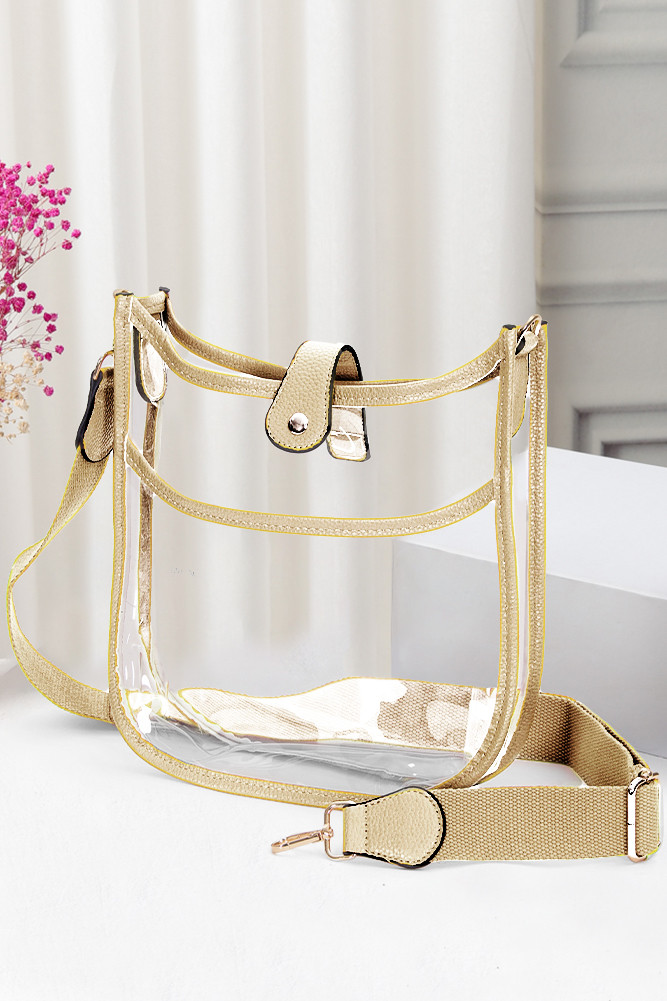 Women's Clear Stadium Concert Crossbody Bag in Gold