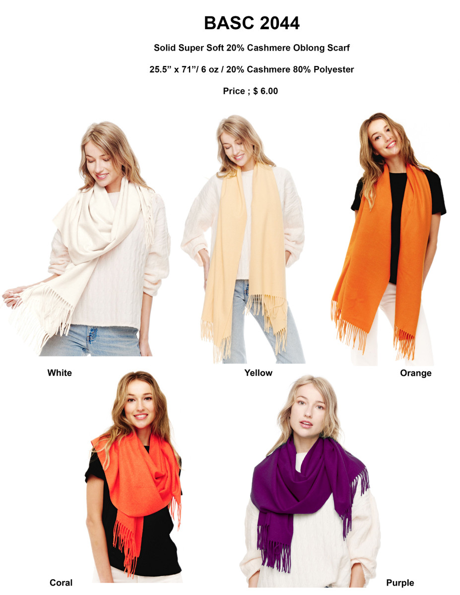 Women's Solid Super Soft Cashmere Oblong Scarf — scarf photo 6