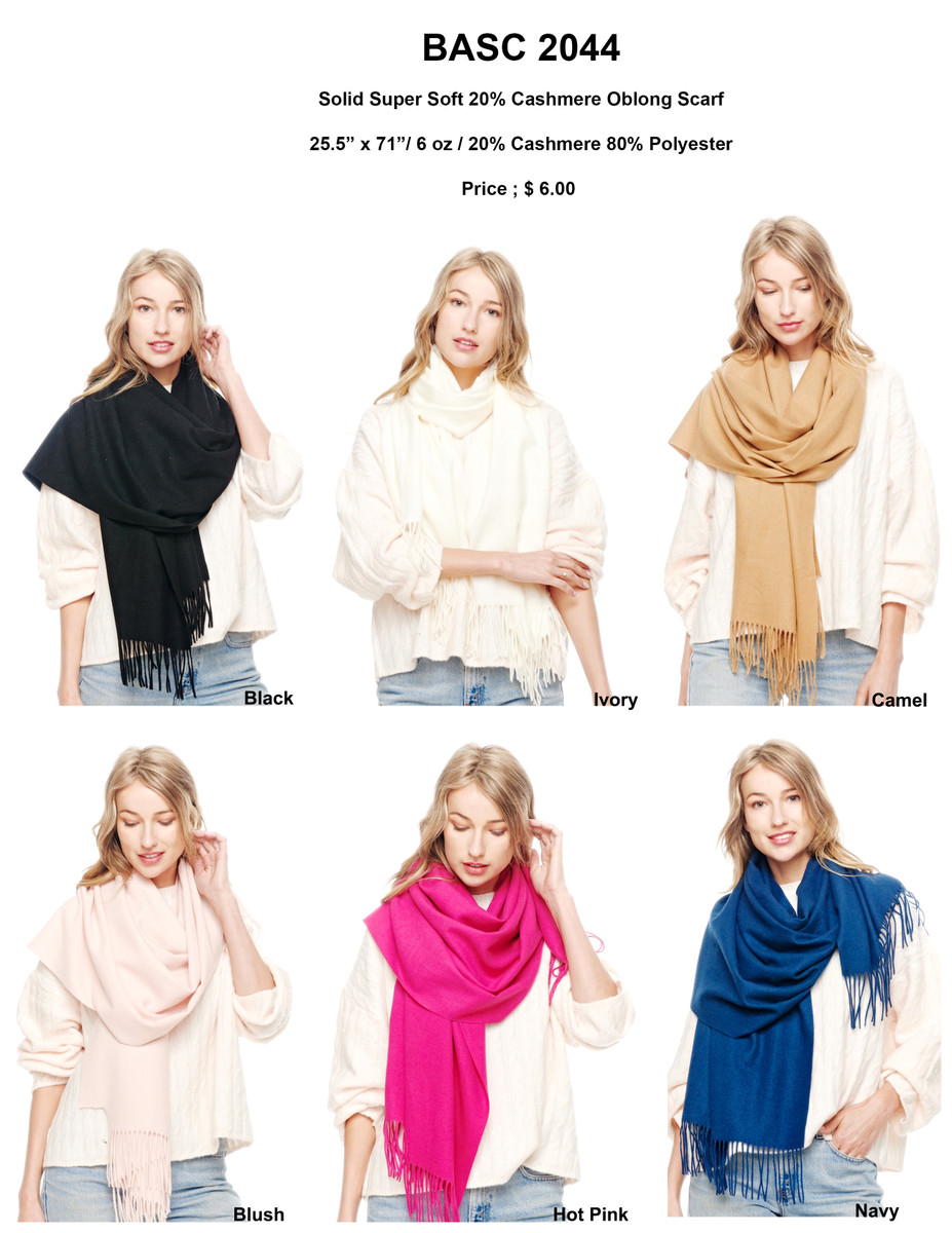 Women's Solid Super Soft Cashmere Oblong Scarf — scarf photo 8
