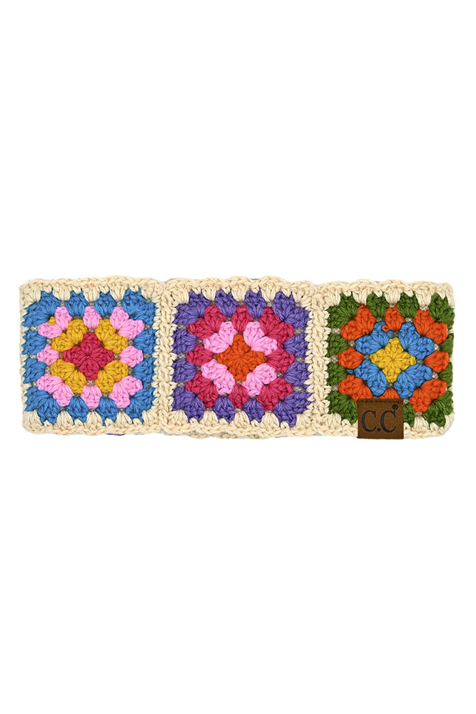 Women's Multi Color Crochet Handmade Headwrap in Beige