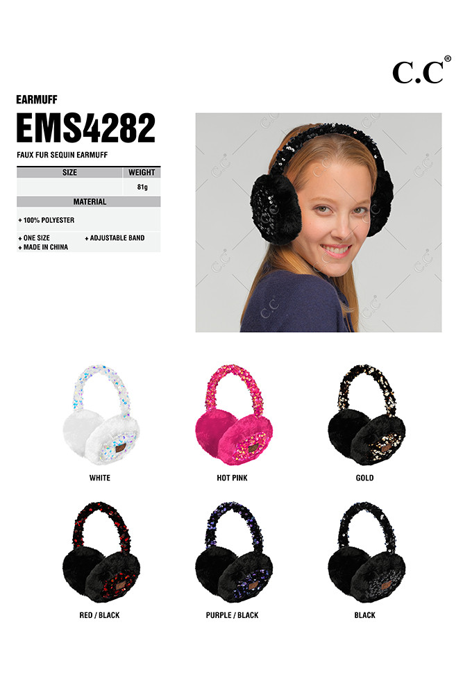 Women's Faux Fur Sequin Earmuff — earmuffs photo 2