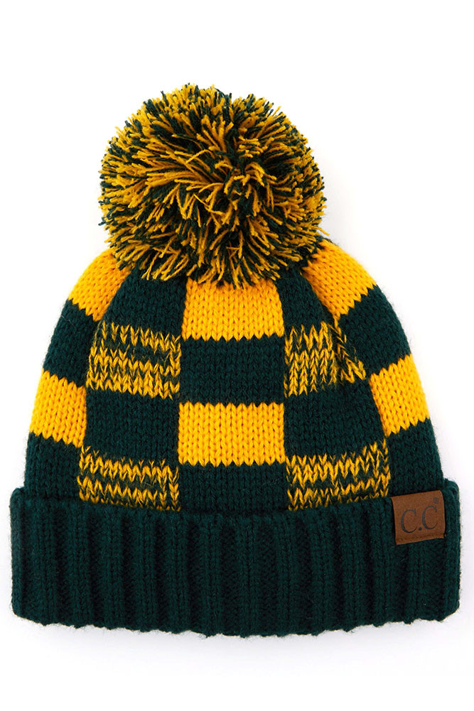 Women's Buffalo Check Beanie with Pom — beanie photo 4