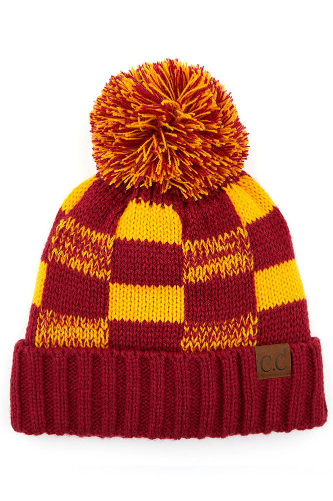 Women's Buffalo Check Beanie with Pom — beanie photo 8