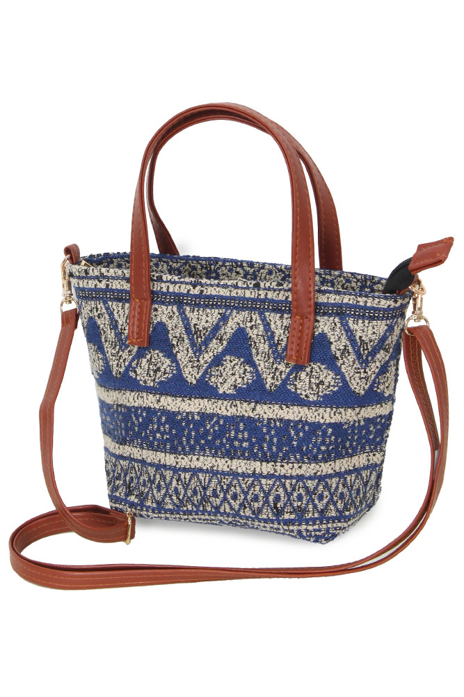 Women's Tribal Print Crossbody Bag in Blue