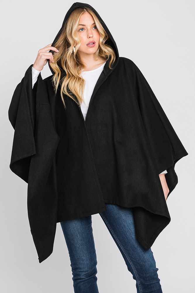 Women's Hooded Solid Ruana by BURACQ