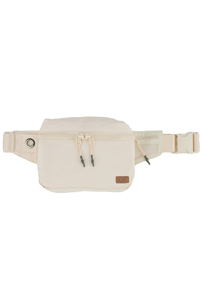 Women's Zipper Fanny Pack Belt Bag in Beige