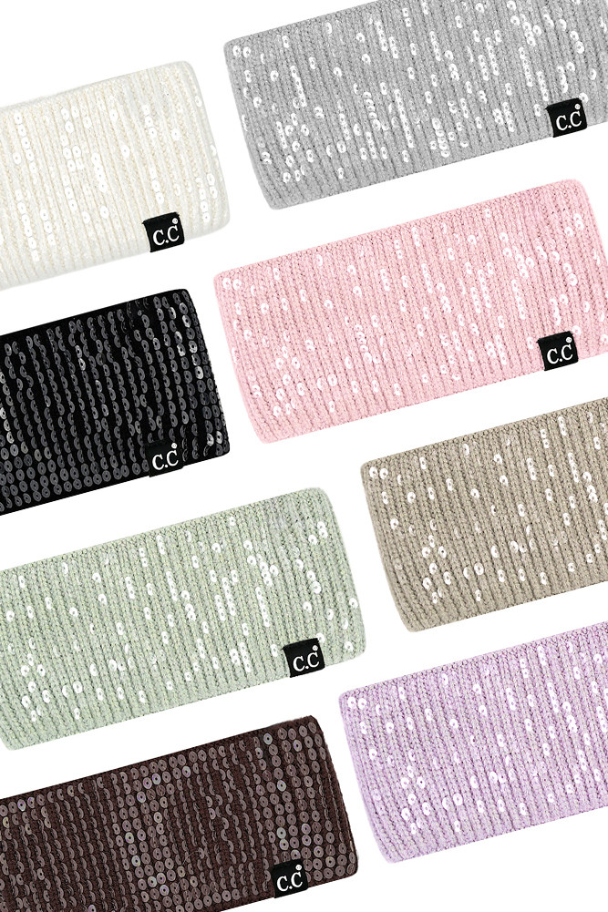 Women's All Over Clear Sequin Headwrap by BURACQ