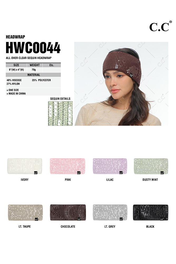 Women's All Over Clear Sequin Headwrap — headwrap photo 2