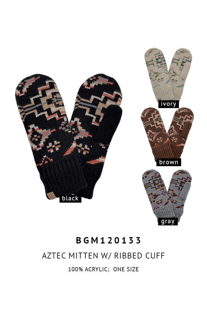 Women's Aztec Mitten with Ribbed Cuff — mittens photo 2