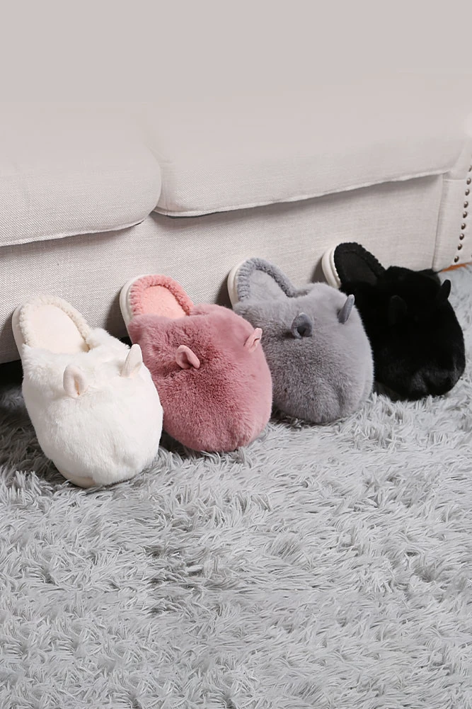Women's Fuzzy Solid with Ears Slipper by BURACQ