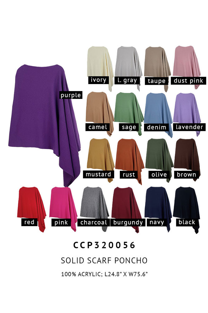 Women's Solid Scarf Poncho by BURACQ