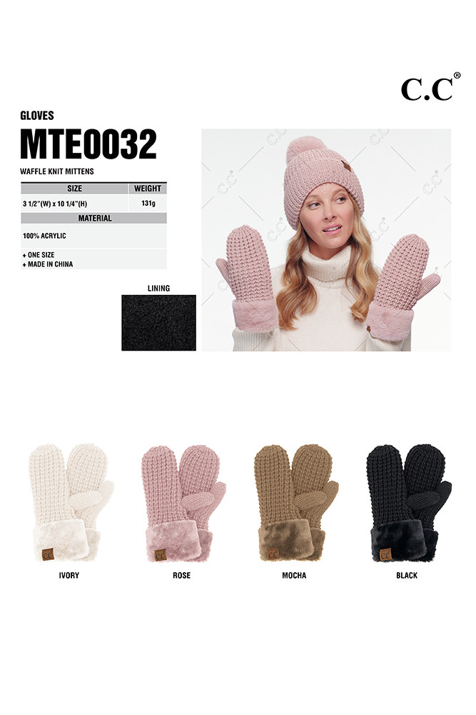 Women's Waffle Knit Mittens — mittens photo 2