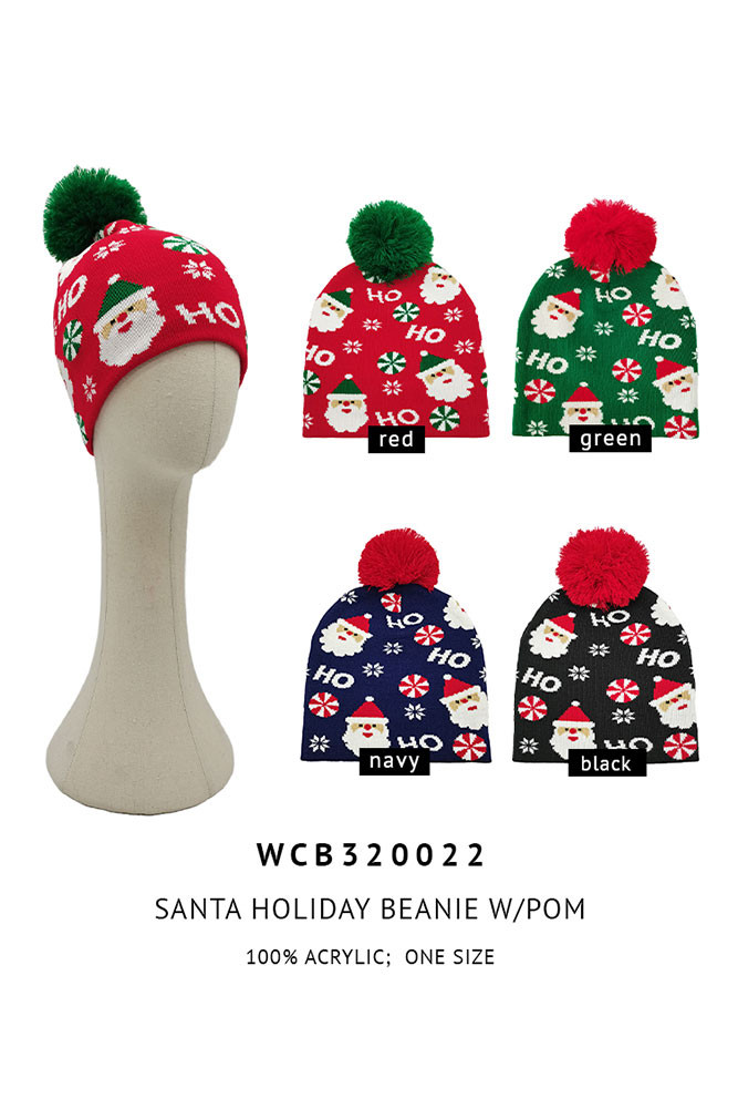 Women's Santa Christmas Holiday Pom Beanie — beanie photo 2