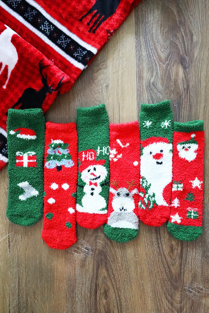 Women's Christmas Holiday Fuzzy Socks Set by BURACQ
