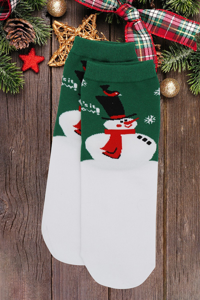 Women's Christmas Holiday Socks Set in Green White