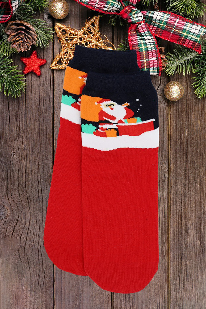 Women's Christmas Holiday Socks Set in Navy Red