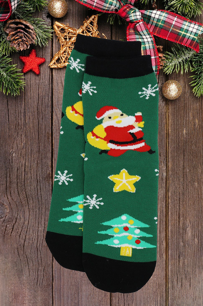 Women's Christmas Holiday Socks Set in Green