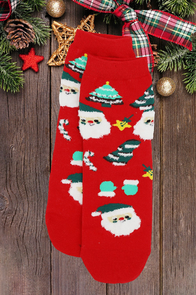 Women's Christmas Holiday Socks Set in Red