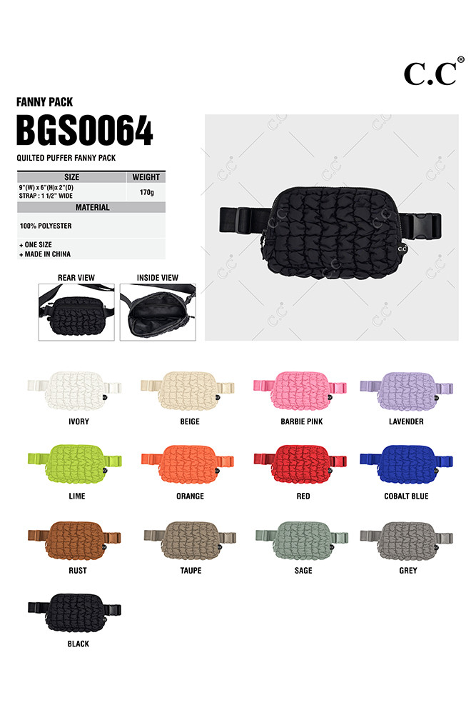 Women's Quilted Puffer Fanny Pack Belt Bag — fanny pack photo 2
