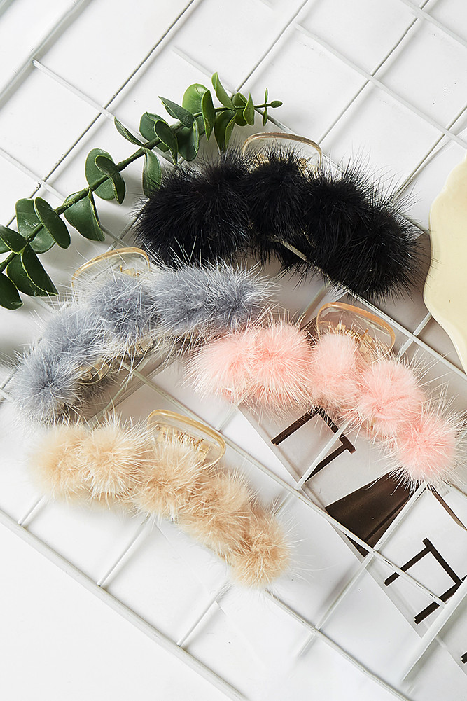 Women's Solid Short Faux Fur Hair Claw by BURACQ