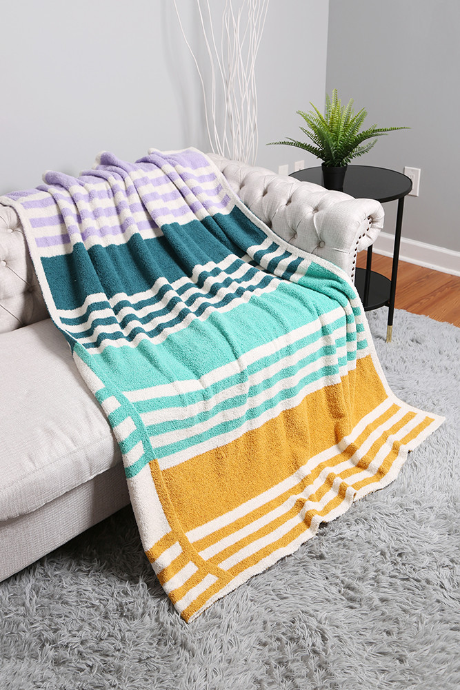 Multicolored Stripe Throw Blanket for Couch and Bed by BURACQ