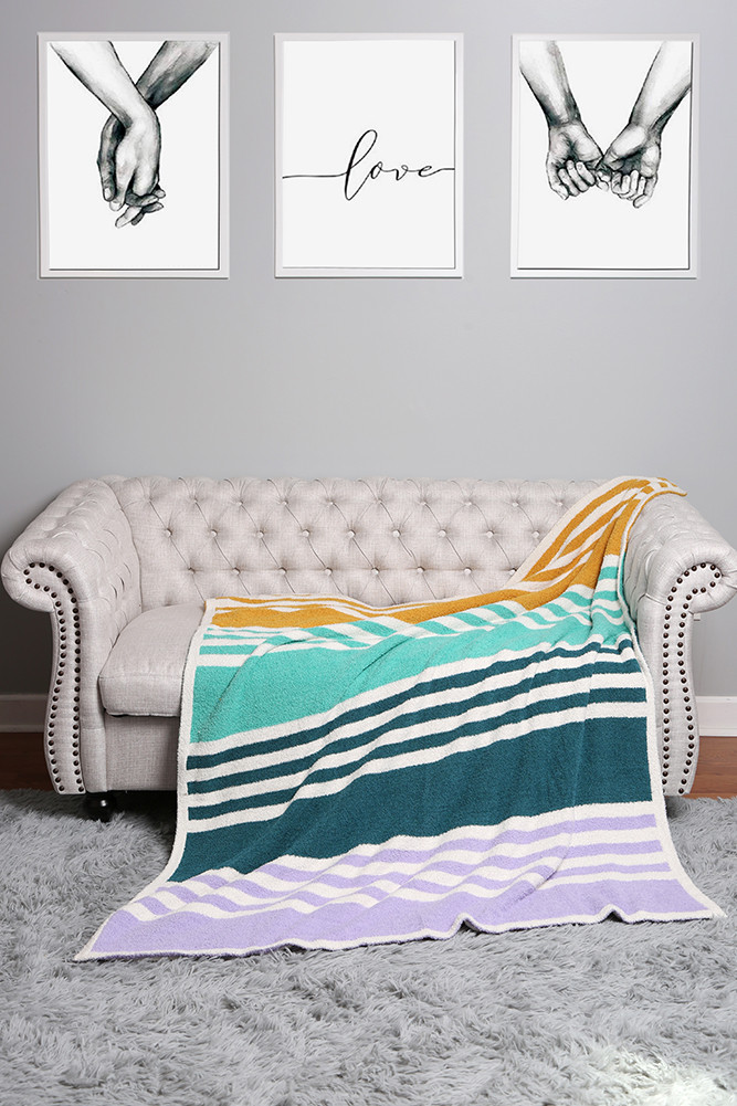 Multicolored Stripe Throw Blanket for Couch and Bed — blanket photo 8