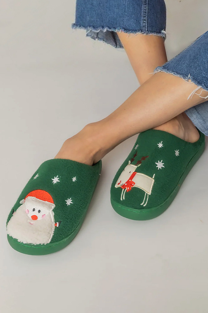 Women's Santa Deer Christmas Holiday Slippers by BURACQ