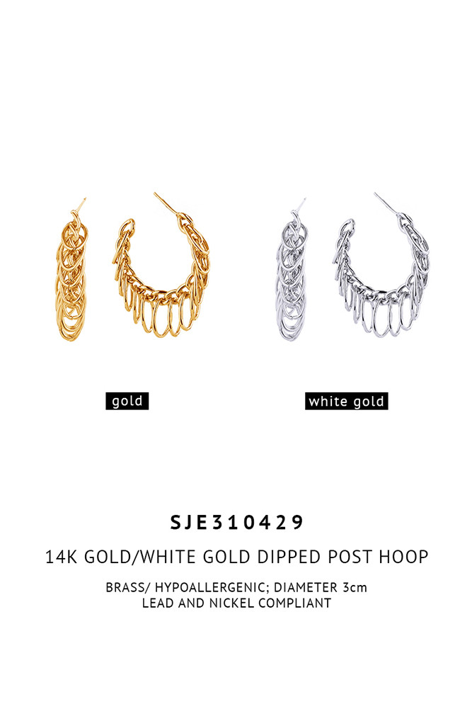 Women's 14K Gold Dipped Post Hoop Earrings — hoop earrings photo 3