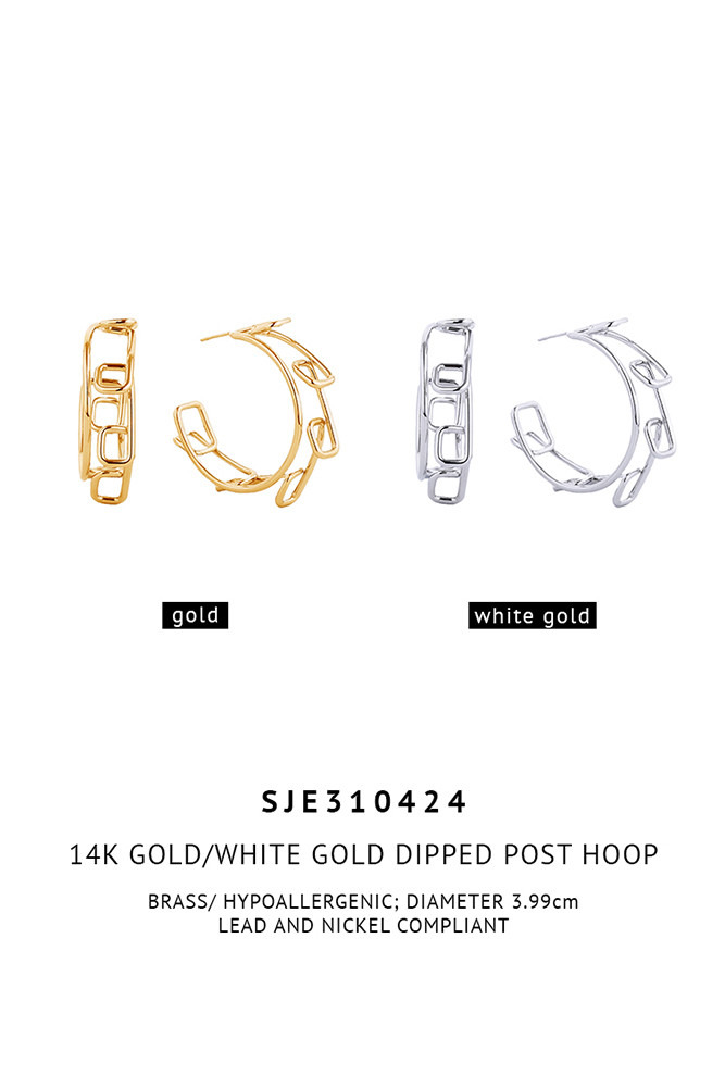 Women's 14K Gold Dipped Post Hoop Earrings — hoop earrings photo 2