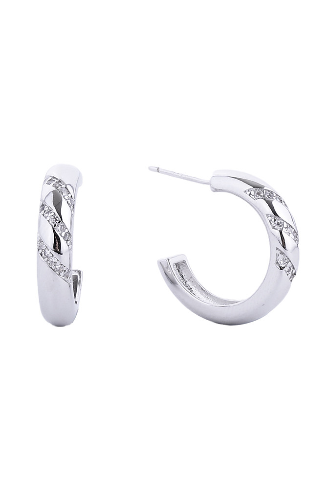 Women's 14K Gold Dipped Post Hoop CZ Paved Earrings by BURACQ