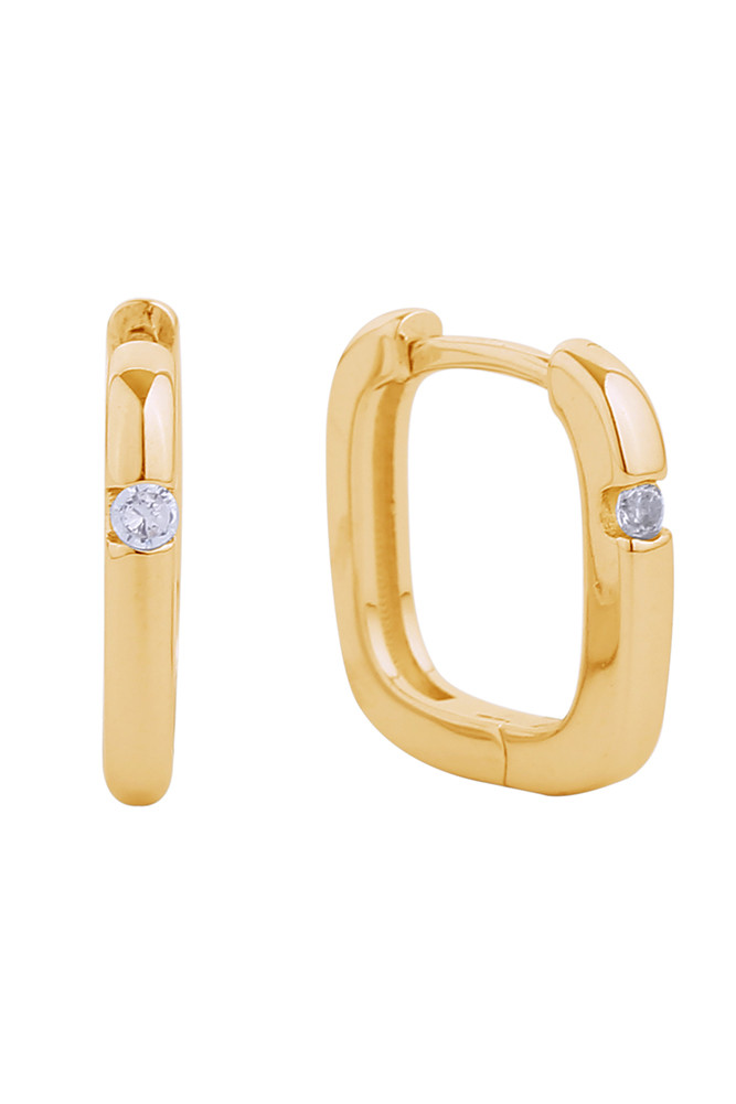 Women's 14K Gold Dipped Huggie Hoop CZ Paved Earrings by BURACQ