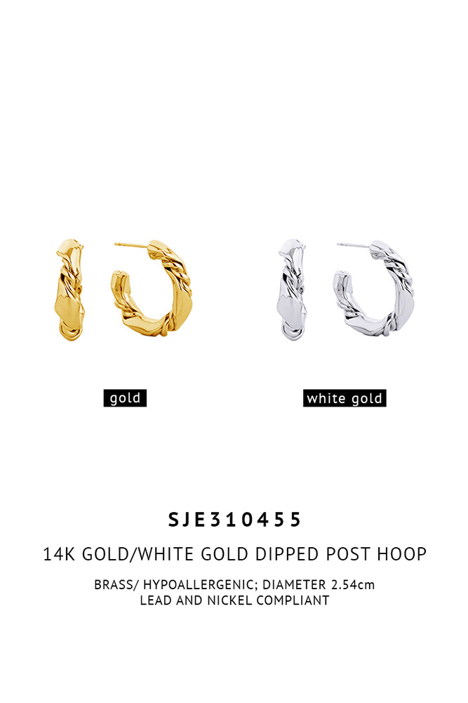 Women's 14K Gold Dipped Post Hoop Earrings — hoop earrings photo 3