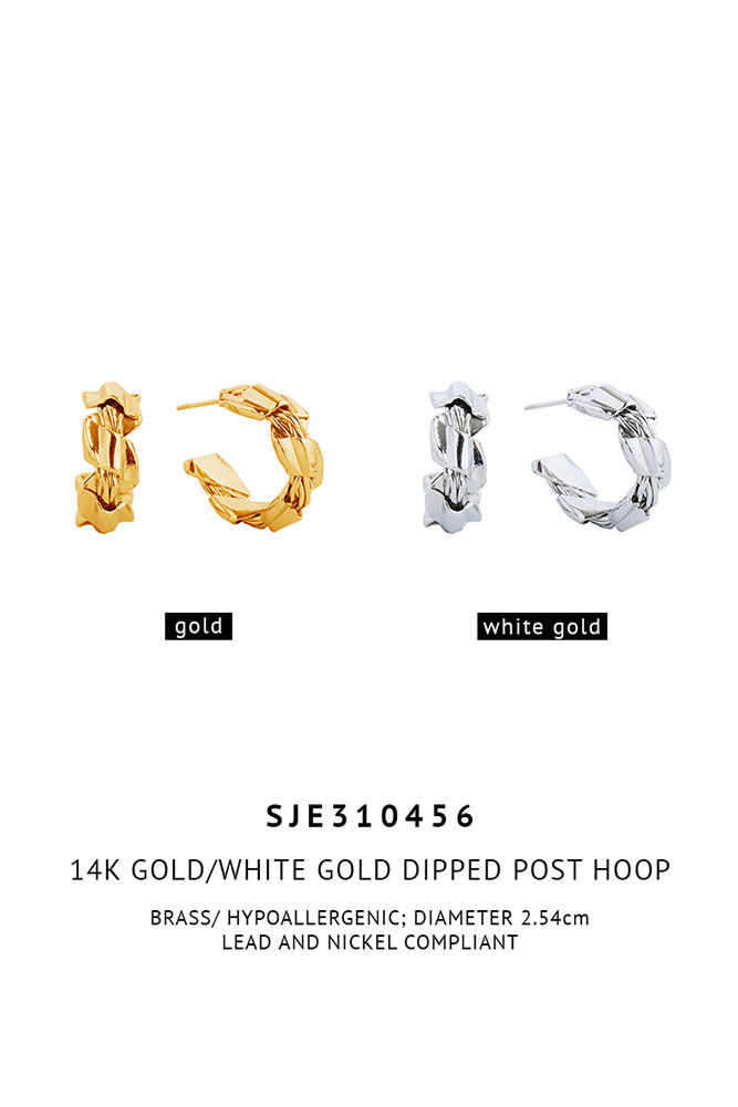Women's 14K Gold Dipped Post Hoop Earrings — hoop earrings photo 2